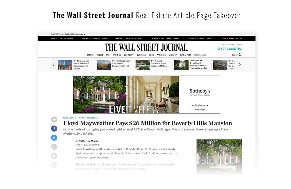 Wall Street Journal LIVE Luxury Real Estate Campaign