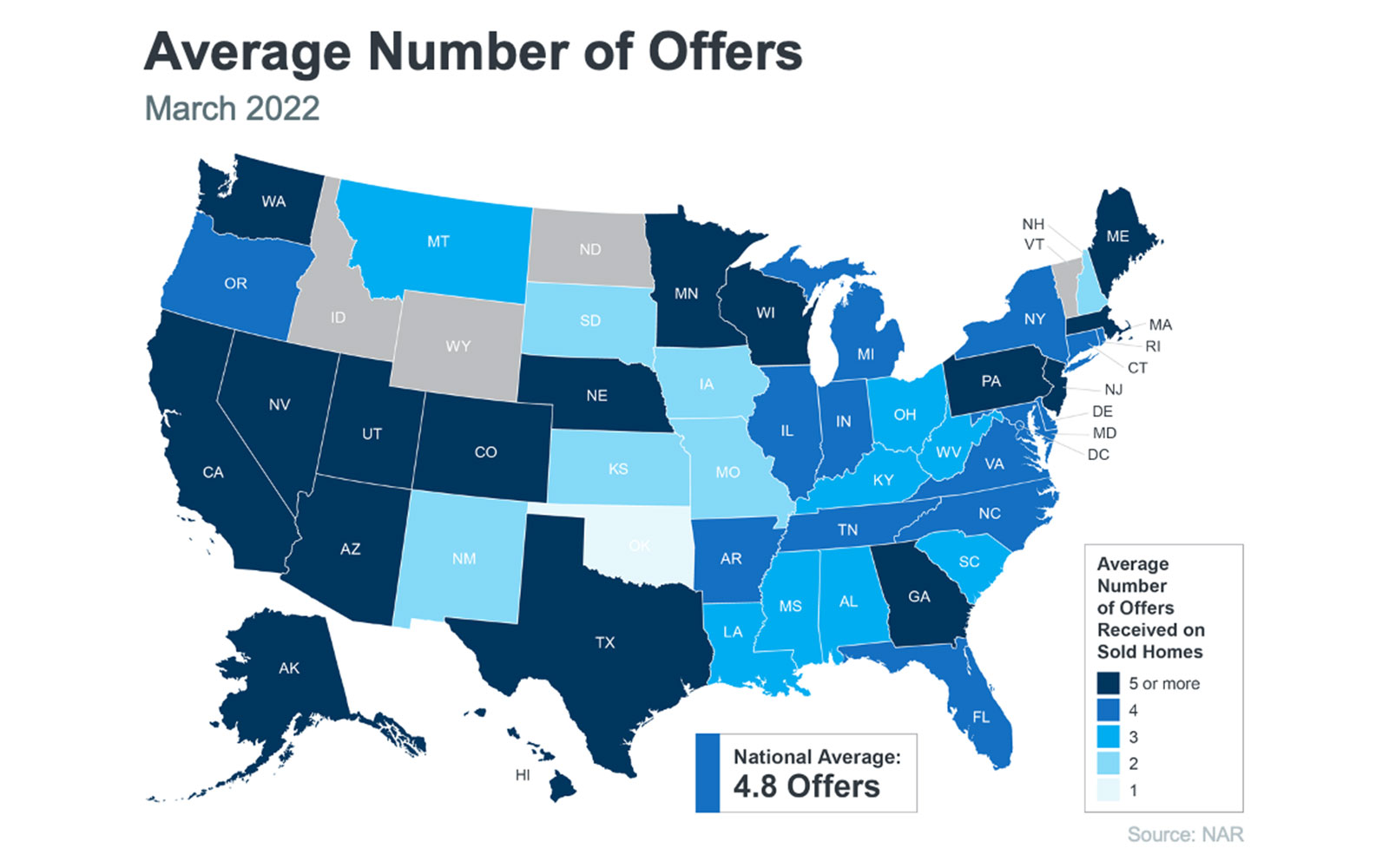 Multiple Offers Real Estate Map March 2022